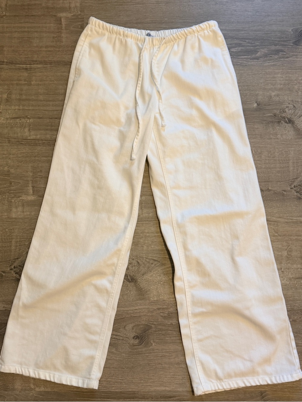 Vanilla Star White Wide-Leg Elastic waisted Drawstring Pants Size:M